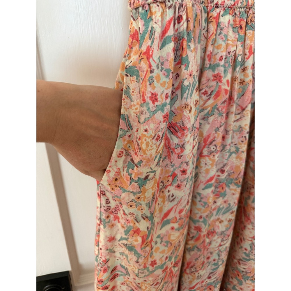 Marine Layer Selene Maxi Dress M Superbloom Floral Tencel Linen Smocked Boho - Picture 11 of 12